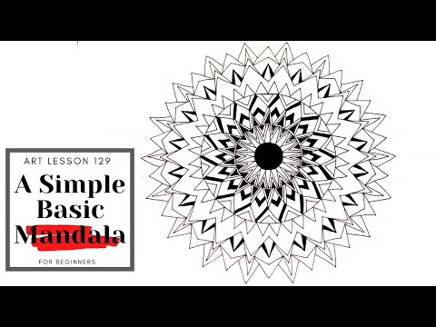 How to draw a Simple Basic Mandala using one Basic Mandala shape only: a triangle (Art Lesson 129)