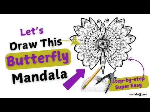 Mandala art for beginners, Butterfly mandala on black paper