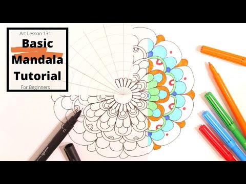 How to draw a Simple Basic Mandala using one Basic Mandala shape only: an arc (Art Lesson 131)