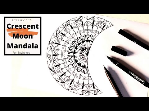 How to draw a Simple and Easy Crescent Moon Mandala for Beginners