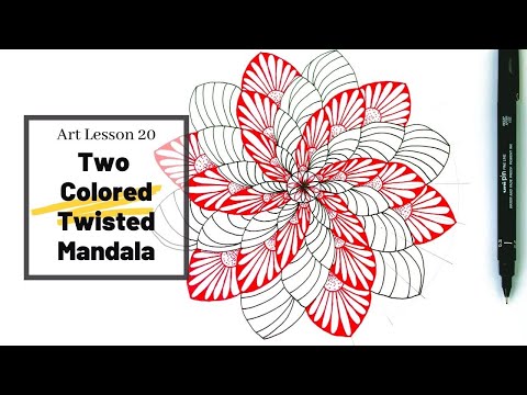 How to draw a two colored twisted mandala