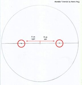 This image represents a circle with a line in the center and 2 marks
