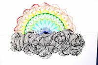 this is the image of a rainbow mandala and a tangled cloud