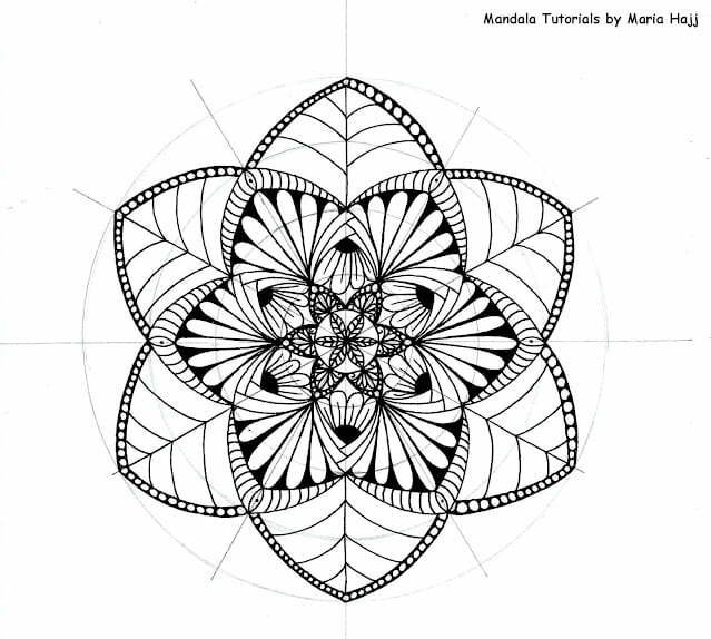 this is the image of a mandala created with a number of leaf patterns