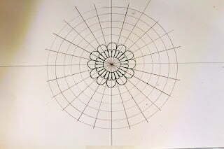 this is the image of a mandala sketched on a mandala grid