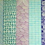 this is an image of five different doodling patterns each drawn with a different color