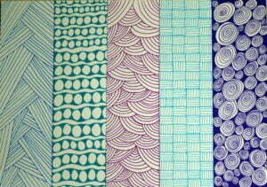 this is an image of five different doodling patterns