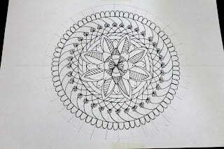 this is the image of mandala sketched on a mandala grid