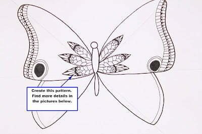 this is the image of a butterfly zentangle