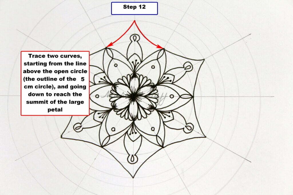 this is the image of mandala with a detailed explanatory boxes