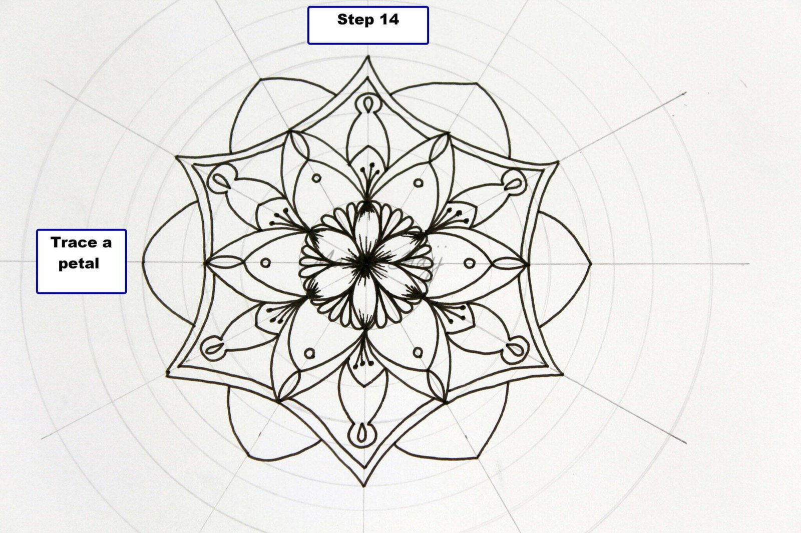 How to draw a curved hexagon mandala