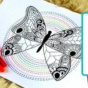 this is the image of a butterfly zentangle