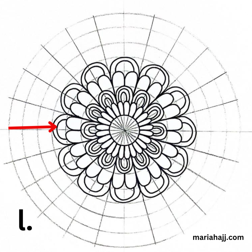 mandala grid with a mandala with arcs