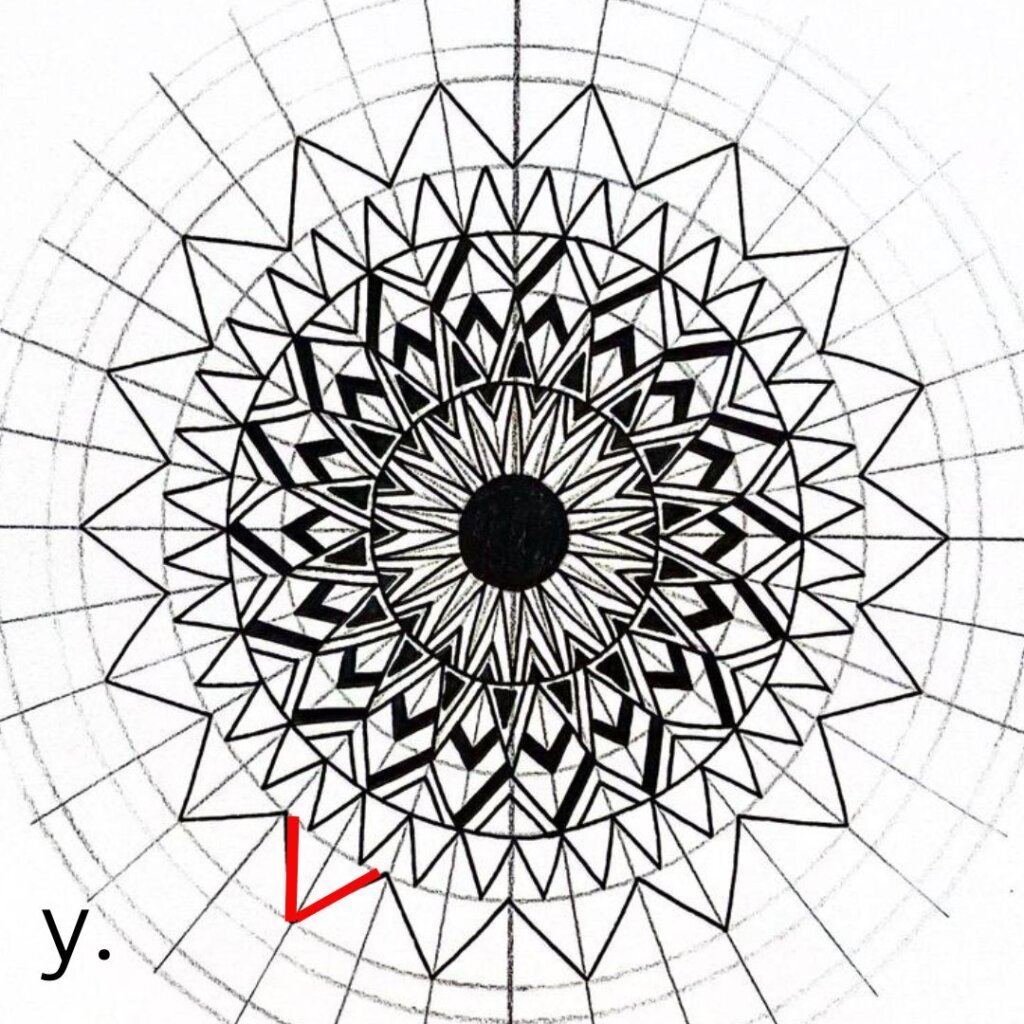 showing step y from a mandala drawing tutorial