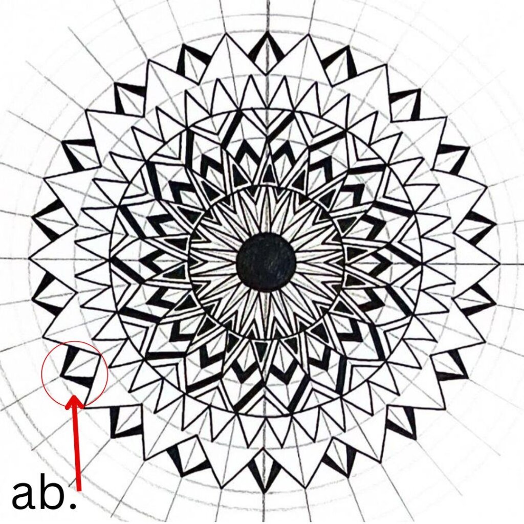 step (ab) from a mandala with triangles tutorial