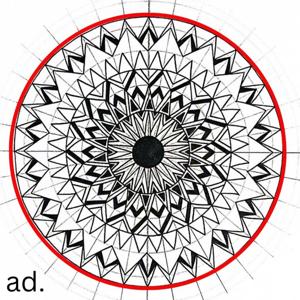 step (ad) from the mandala drawing tutorial