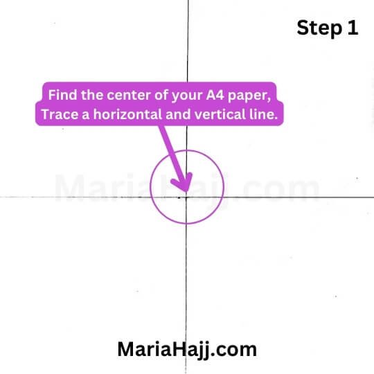 a drawing showing a paper cut in equal four part with instructions written on it