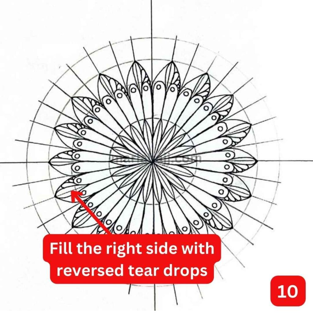 this is an image that shows a mandala drawing instruction