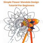 the image of a flower mandala design tutorial cover showing a mandala drawing half colored