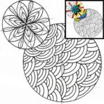 this is the image of mandala drawing representing a flower mandala and a zentangle