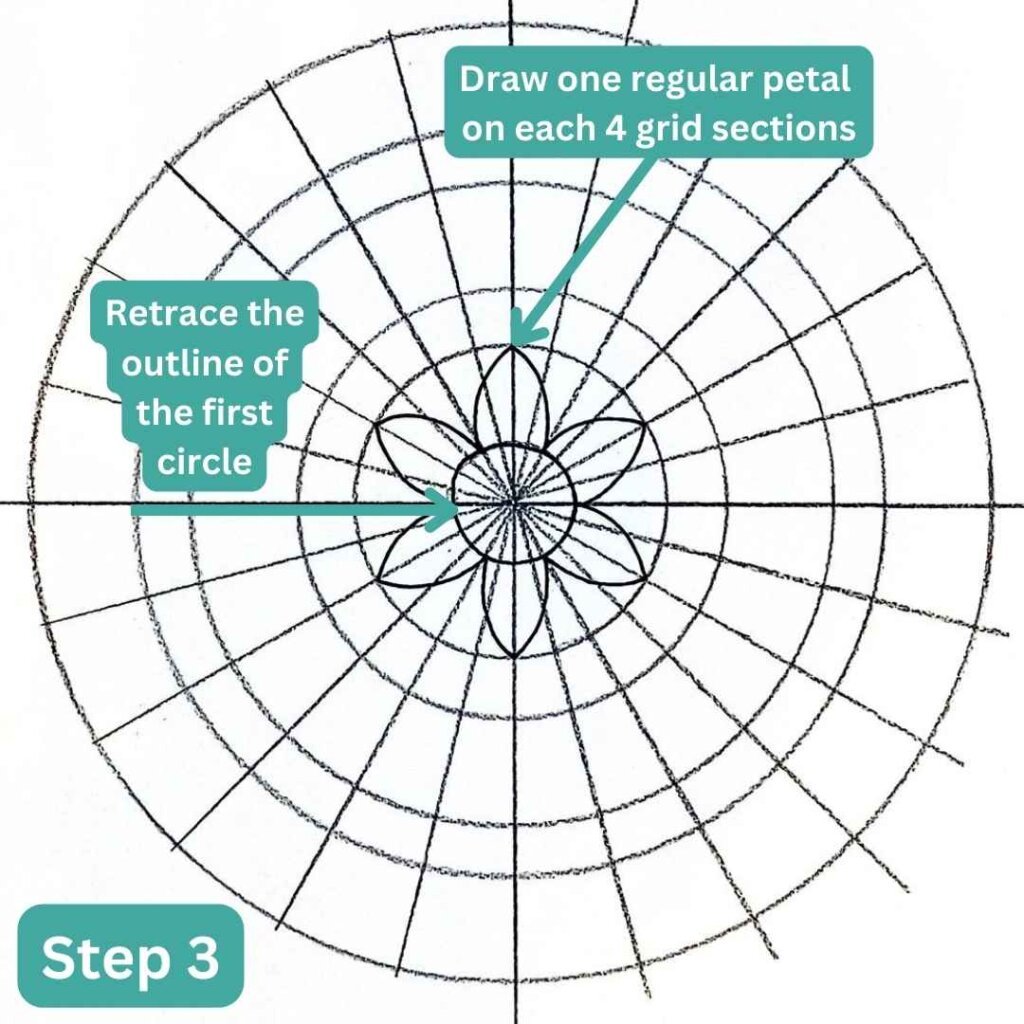 this is the image of a mandala grid with a flower in the center