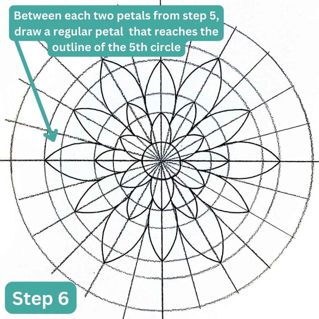 this is the image of an easy mandala drawing inside a grid