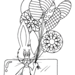 this is the image of a bunny holding a set of balloons mandalas in his hand