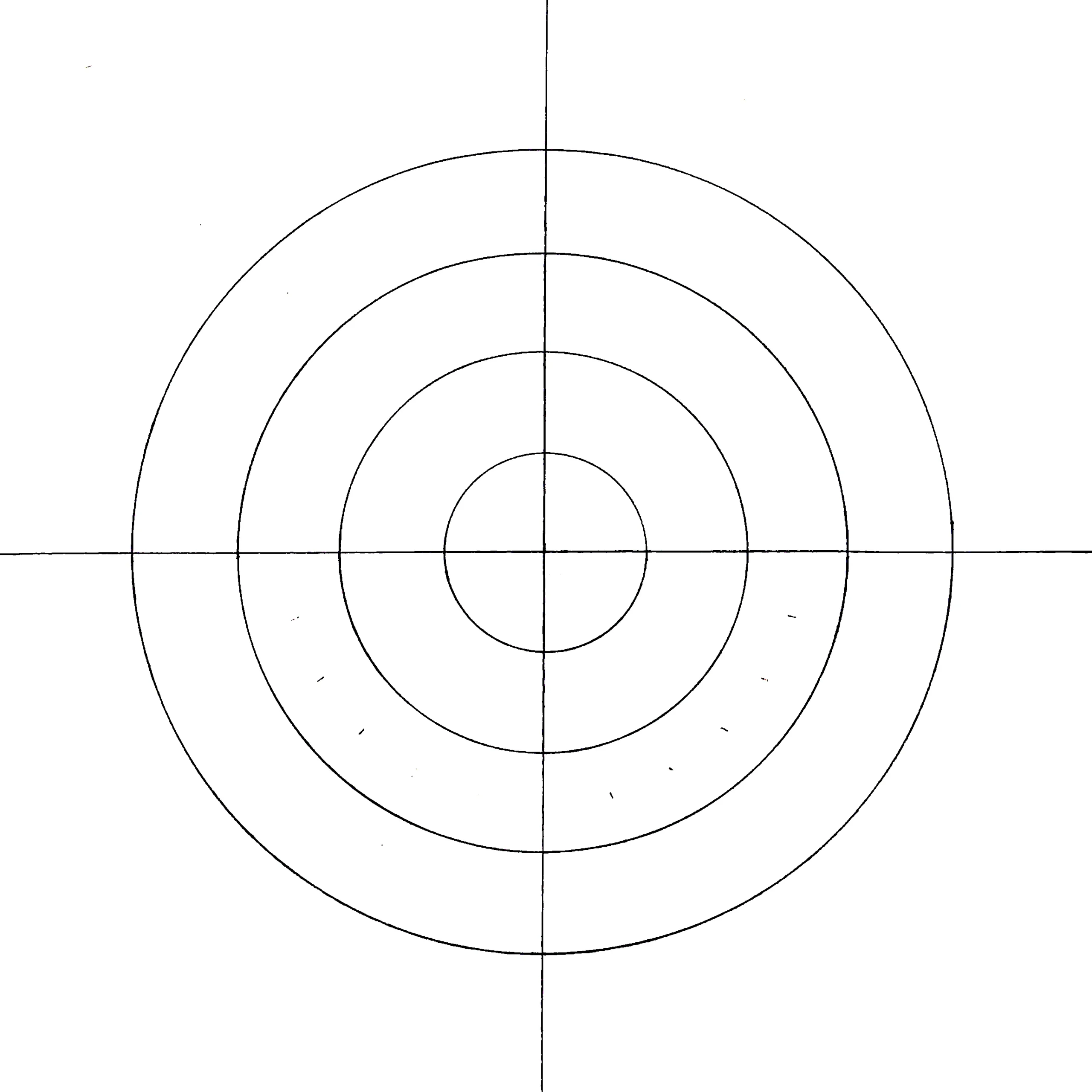Mandala grid with vertical and horizontal lines plus four concentric circles, used to guide symmetrical mandala drawing.